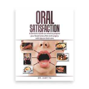 Open mouth surrounded by food images, illustrating oral satisfaction; titled 