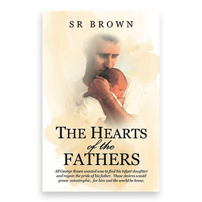 Man cradling infant against soft, abstract background. Bold text reads, 