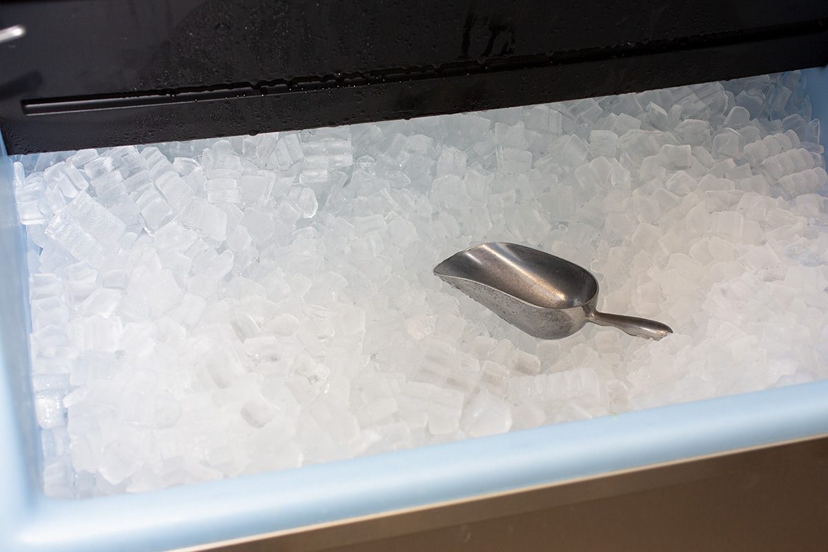 Ice in an ice machine in hotel