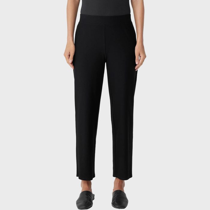Women wearing Eileen Fisher black pant