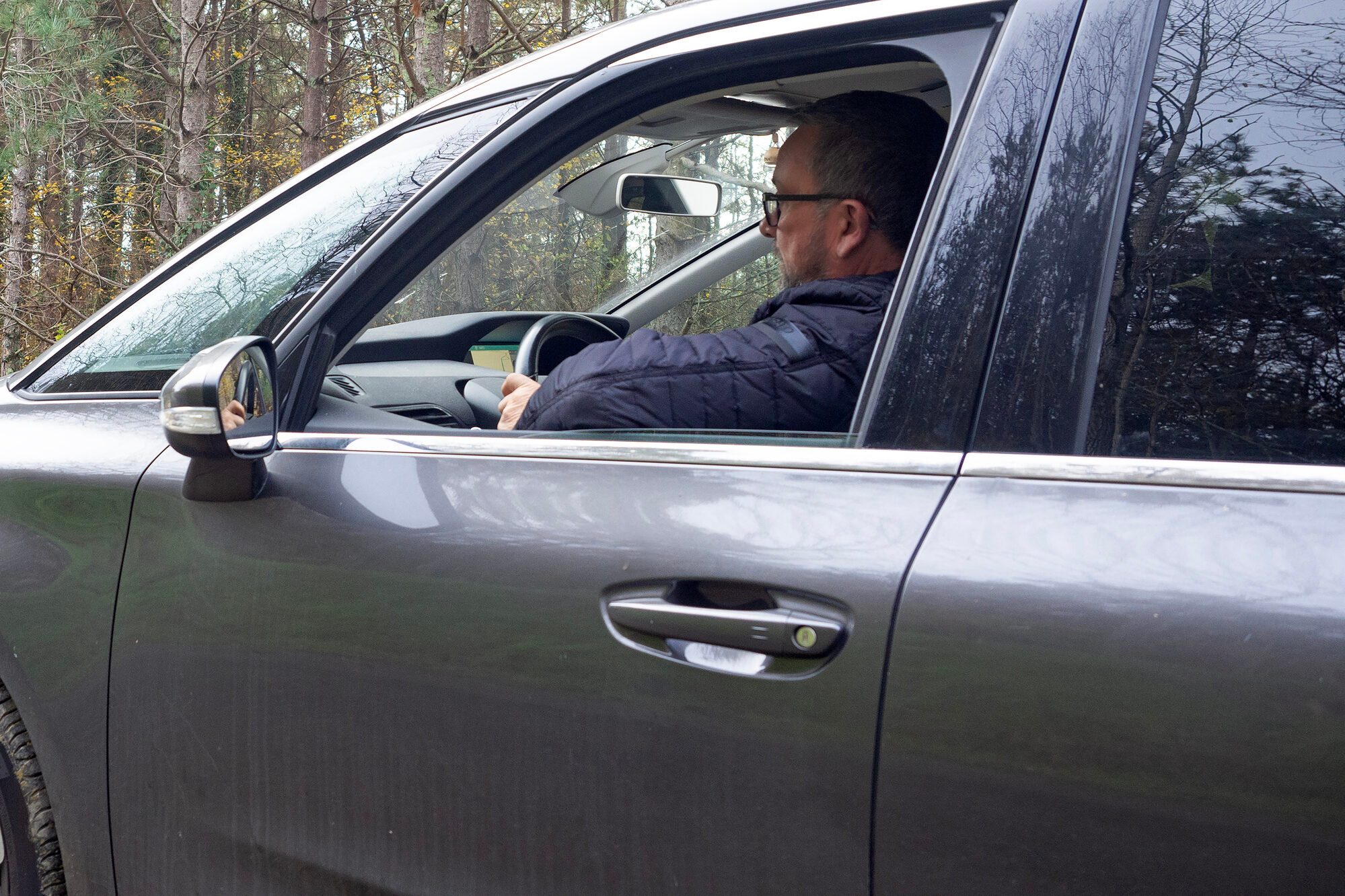 Man driving car