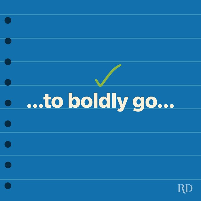 A green check above the correct word to be used to indicate right form of english grammar in a sentence.