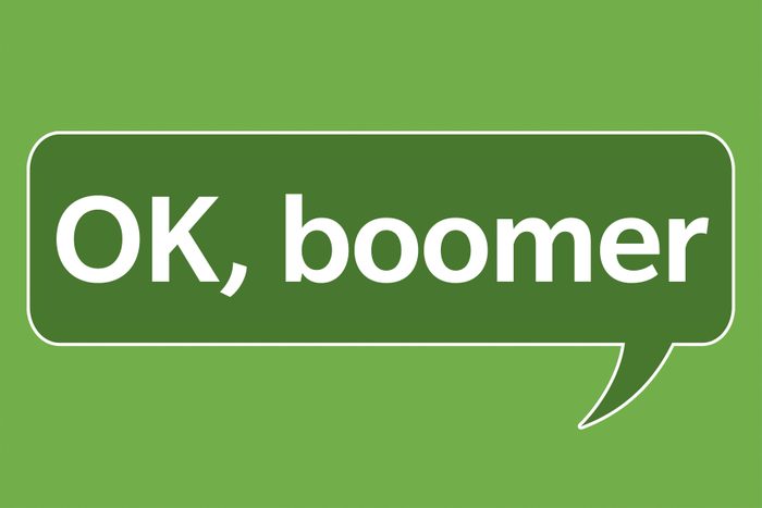 Annoying Slang Words That We’re Ready To Retire - OK boomer on green background